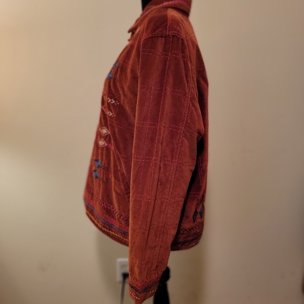 Coldwater Creek Embroidered Boho Zip Up Jacket Size XL - Picture 3 of 8